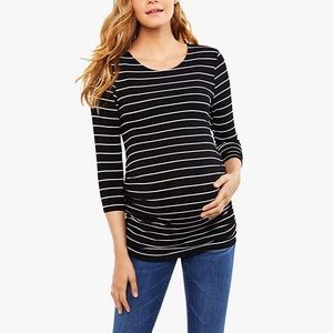 Jessica Simpson maternity black and white striped top with 3/4 sleeves